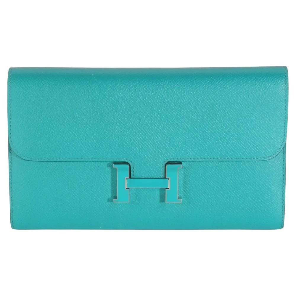 1:1 Hermès Replica – Bleu Paon Epsom Constance Long Wallet - Designer Inspired Luxury Bag