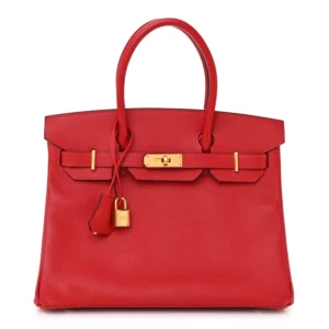 1:1 Hermès Replica - Epsom Birkin 30 Rouge Casaque