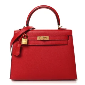 1:1 Hermès Replica - Kelly 25 Sellier Epsom Rouge Casaque