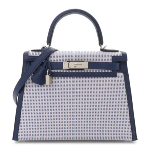 1:1 Hermès Replica - Kelly 28 Toile Bleu Saphir | Top Tier Quality