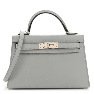 1:1 Hermès Replica – Mini Kelly 20 Epsom Bleu Glacier