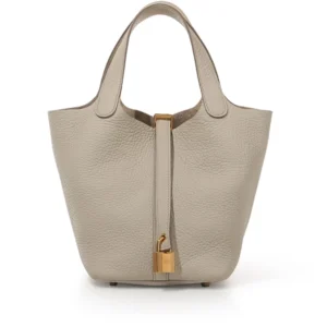 Artisan-Grade Hermès Dupes | Bleu Pâle Picotin Lock 18 Gold