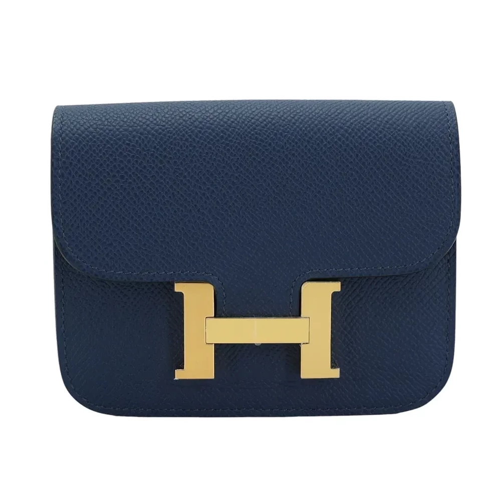 Artisan-Grade Hermès Dupes – Constance Slim Wallet Navy Epsom Gold - Designer Inspired Luxury Bag