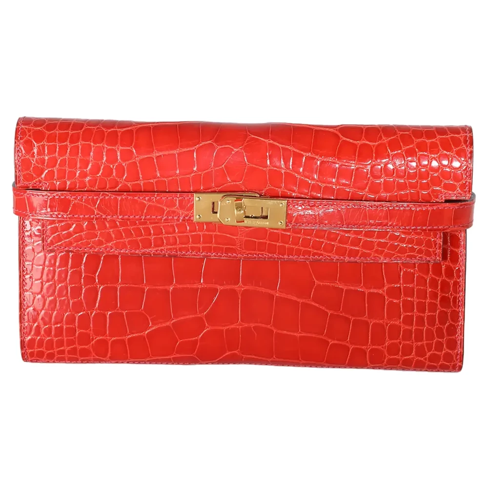 Artisan-Grade Hermès Dupes – Geranium Alligator Kelly Wallet GHW - Premium Alternative