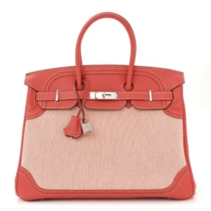Artisan-Grade Hermès Dupes - Swift Toile Ghillies Birkin 35