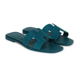 Best Replica Hermès Oran Sandal | Vert Oxford Suede