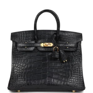 Hermès Birkin 25 Black Matte Alligator - Premium Replica