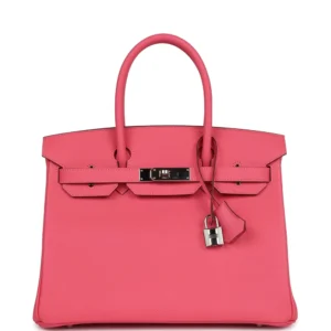Hermes Birkin 30 Rose Azalee Epsom Palladium - Premium Replica