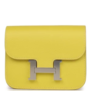 Hermès Constance Slim Wallet Lime Evercolor - High-End Inspired