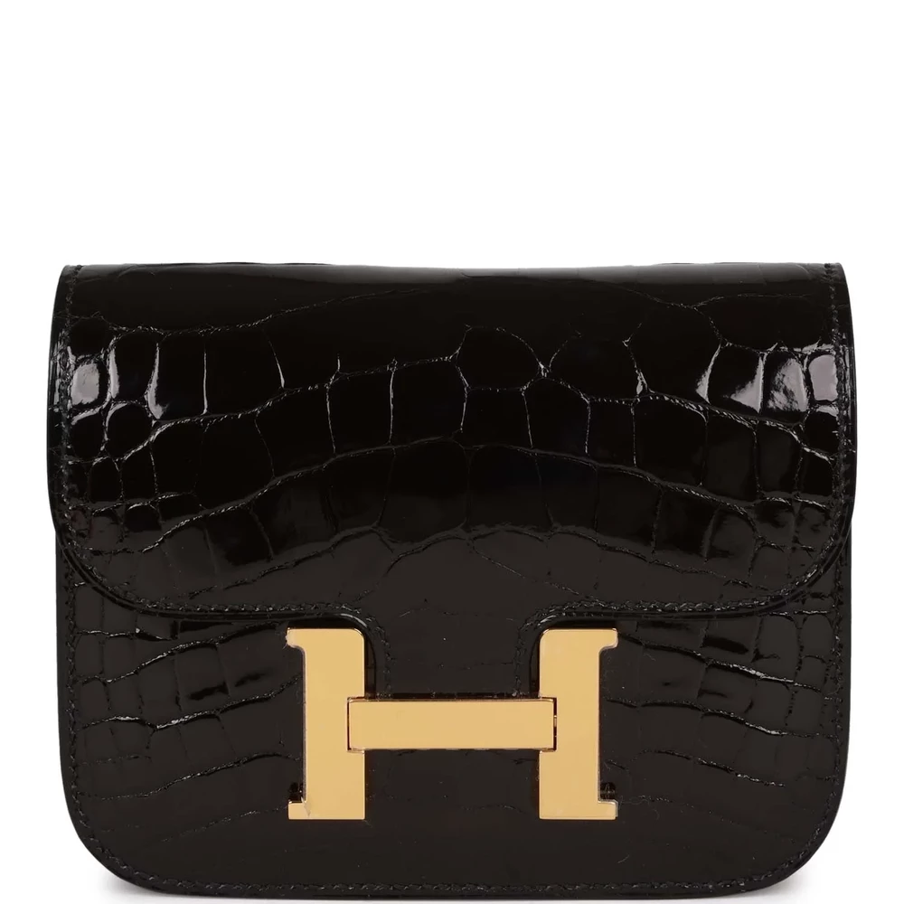Hermès Constance Slim Wallet To Go Black Alligator – Premium Replica - Designer Inspired Luxury Bag