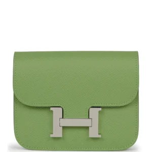 Hermès Constance Slim Wallet Vert Criquet - Premium Replica
