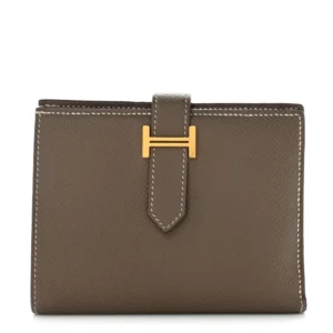 Hermès Epsom Bearn Compact Wallet Etoupe - High-End Inspired