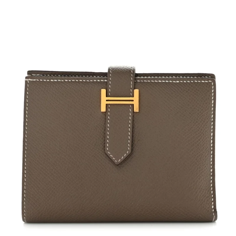 Hermès Epsom Bearn Compact Wallet Etoupe – High-End Inspired - Designer Inspired Luxury Bag