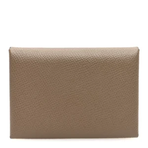 Hermès Epsom Calvi Duo Card Case Etoupe - Artisan-Grade Dupes