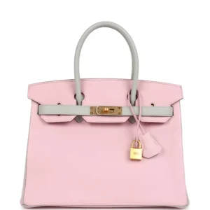Hermès HSS Birkin 30 Rose Sakura and Gris Perle Chevre - Premium Replica