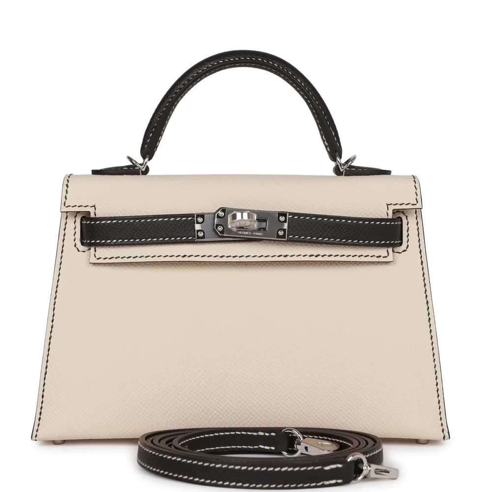 Hermès HSS Kelly 20 Craie and Black Epsom – High-End Inspired - Premium Alternative Bag