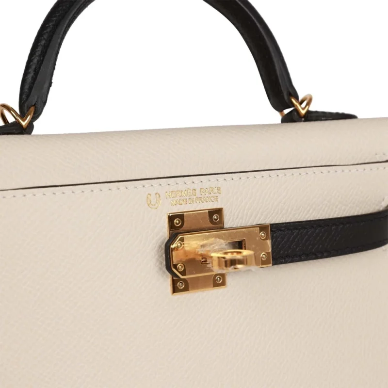 Hermès HSS Kelly 20 Craie and Black Epsom - Premium Replica - Image 2