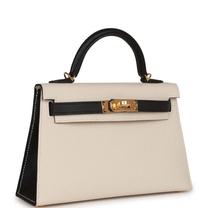 Hermès HSS Kelly 20 Craie and Black Epsom - Premium Replica - Image 6