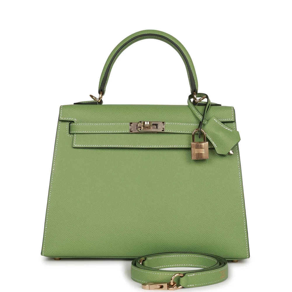 Hermès HSS Kelly 25 Vert Criquet Epsom – Artisan-Grade Dupes - Designer Inspired Luxury Bag