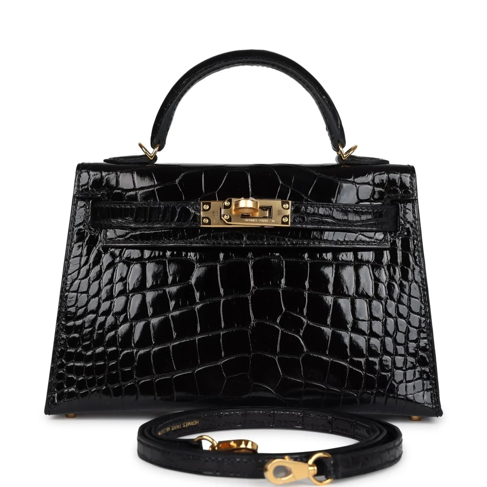 Hermès Kelly 20 Black Alligator Gold – Mirror Quality Replicas - Premium Alternative