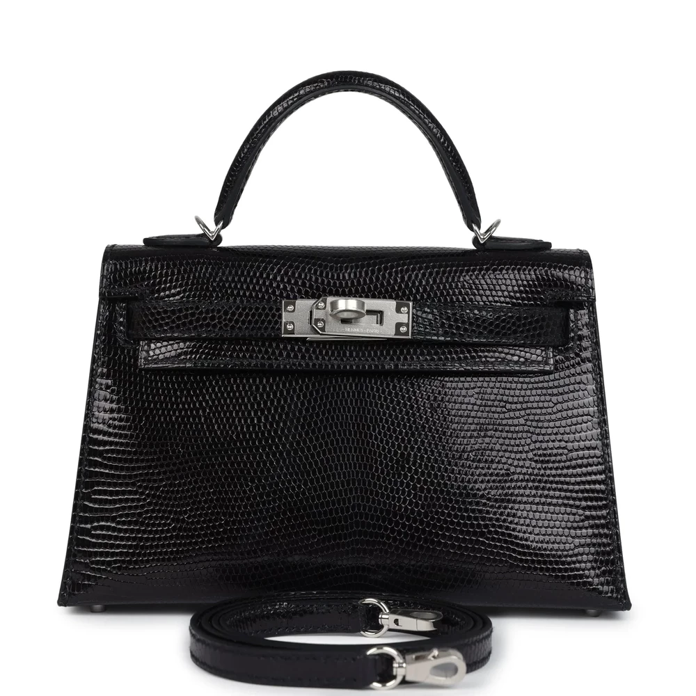 Hermès Kelly 20 Black Lizard Palladium – High-End Inspired - Designer Inspired Luxury Bag