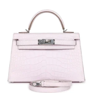 Hermès Kelly 20 Mauve Pale Alligator - Mirror Quality Replicas