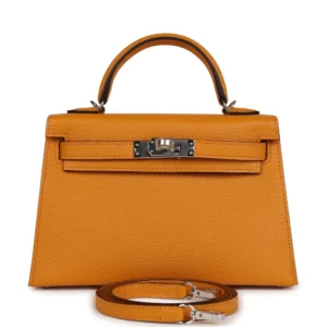 Hermès Kelly 20 Moutarde Chèvre Palladium - Premium Replica