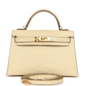 Hermès Kelly 20 Vanille Matte Alligator - Premium Replica