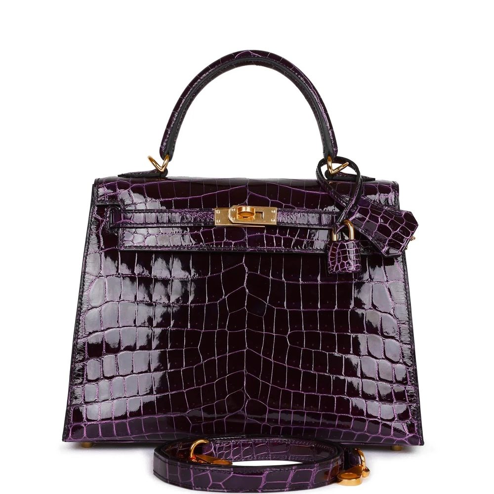 Hermès Kelly 25 Aubergine Niloticus Crocodile - Artisan-Grade Dupes