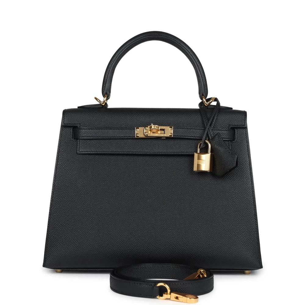 Hermès Kelly 25 Black Epsom Gold – High-End Inspired - Designer Inspired Luxury Bag