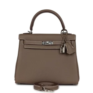 Hermès Kelly 25 Etoupe Togo Palladium - Premium Replica
