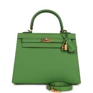 Hermès Kelly 25 Vert Yucca Epsom Gold - Premium Replica