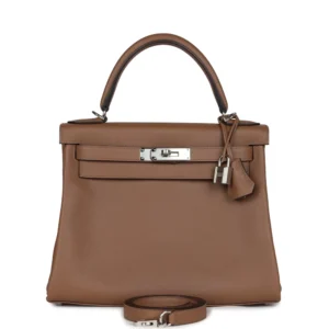 Hermès Kelly 28 Alezan Evercolor Palladium - Premium Replica