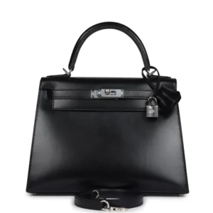 Hermès Kelly 28 Black Box Palladium - High-End Inspired