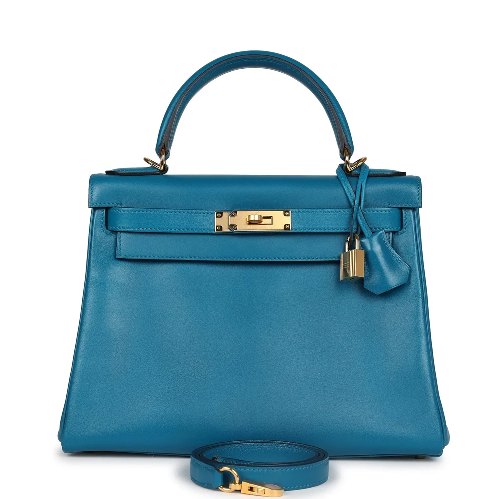 Hermès Kelly 28 Bleu Izmir Tadelakt – High-End Inspired - Premium Alternative Bag