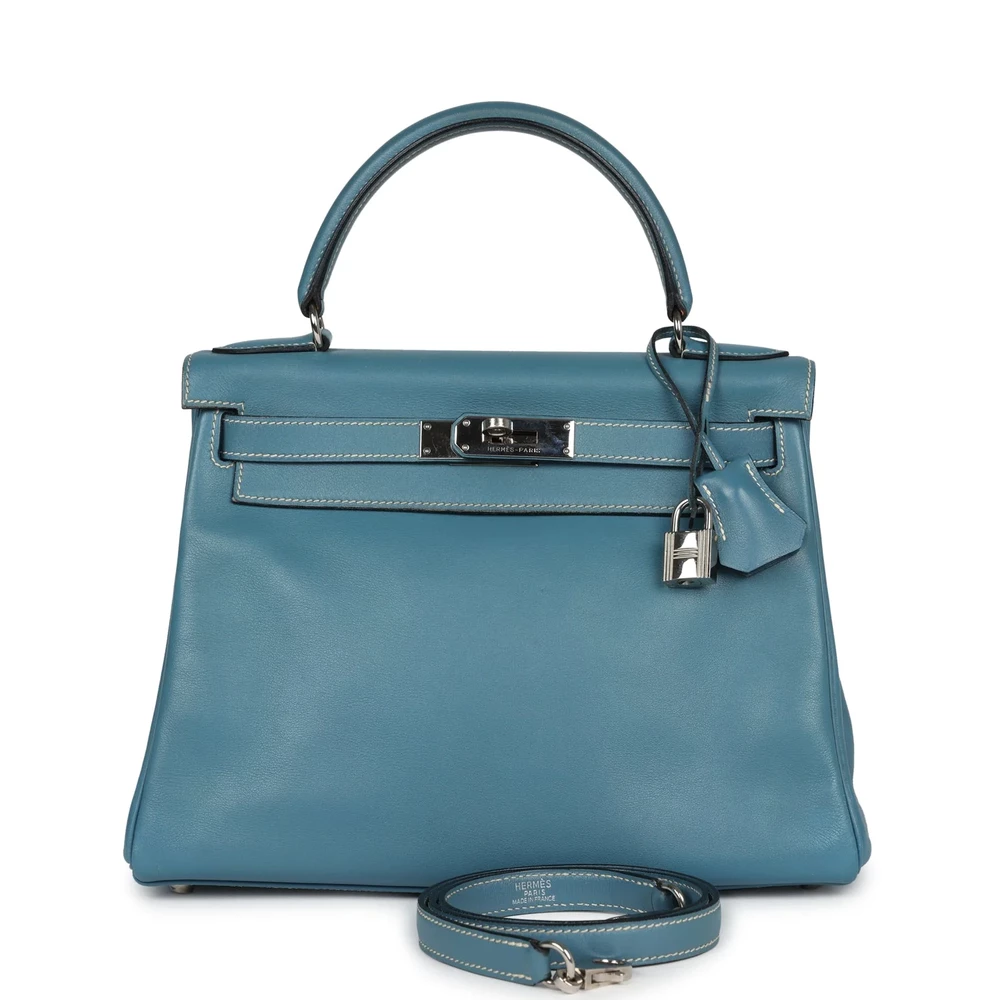 Hermès Kelly 28 Blue Jean Gulliver – 1:1 Replica - Designer Inspired Luxury Bag