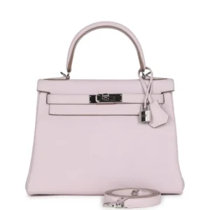 Hermès Kelly 28 Mauve Pale Clemence - Premium Replica