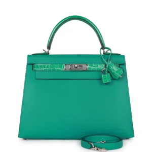 Hermès Kelly 28 Vert Verone Crocodile Touch - High-End Inspired