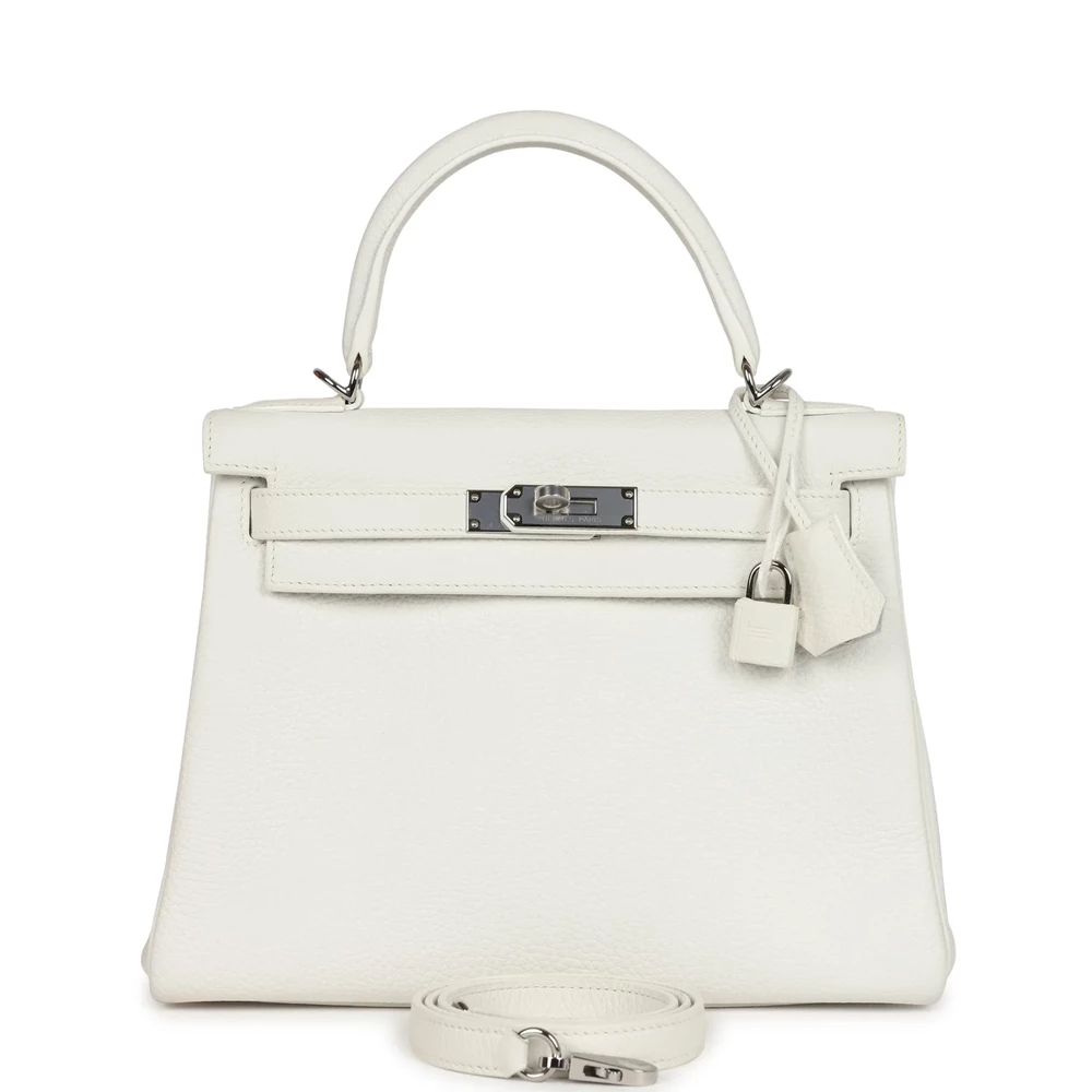Hermès Kelly 28 White Clemence – Premium Replica - Designer Inspired Luxury Bag
