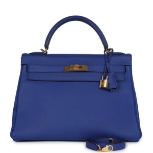 Hermès Kelly 32 Bleu Electric Togo - Premium Replica