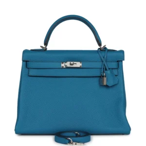 Hermès Kelly 32 Cobalt Clemence - Artisan-Grade Dupes