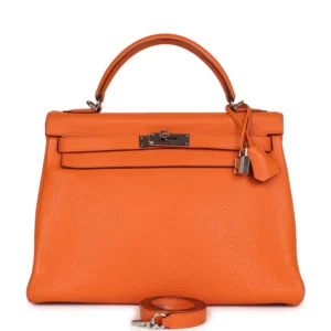 Hermès Kelly 32 Orange Togo Palladium - Premium Replica