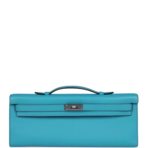Hermès Kelly Cut Turquoise Swift Palladium - Mirror Quality Replicas