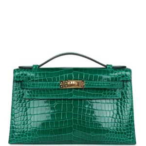 Hermès Kelly Pochette Emerald Crocodile - Premium Replica