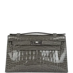 Hermès Kelly Pochette Gris Ciment Alligator - Premium Replica