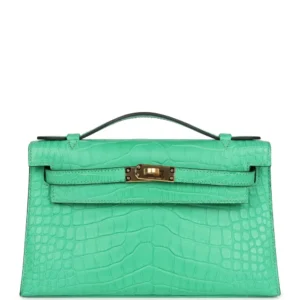 Hermès Kelly Pochette Vert Comics Alligator - High-End Inspired