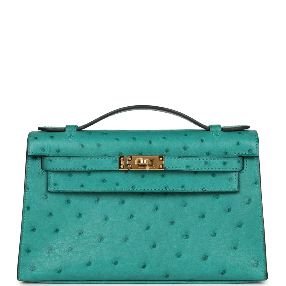 Hermès Kelly Pochette Vert Verone Ostrich – Mirror Quality Replicas - Premium Alternative Bag