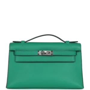 Hermès Kelly Pochette Vert Vertigo Swift - Artisan-Grade Dupes