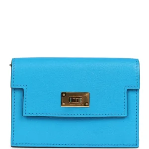 Hermès Kelly Pocket Slim Wallet Bleu Frida - Premium Replica