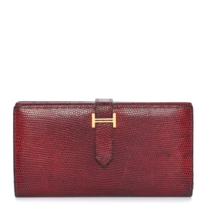 Hermès Lizard Bearn Gusset Wallet Rubis - 1:1 Replica